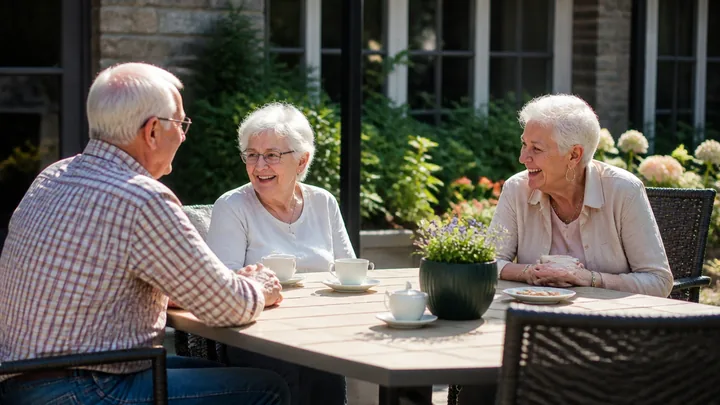 A weather-resistant outdoor table set under bright daylight
